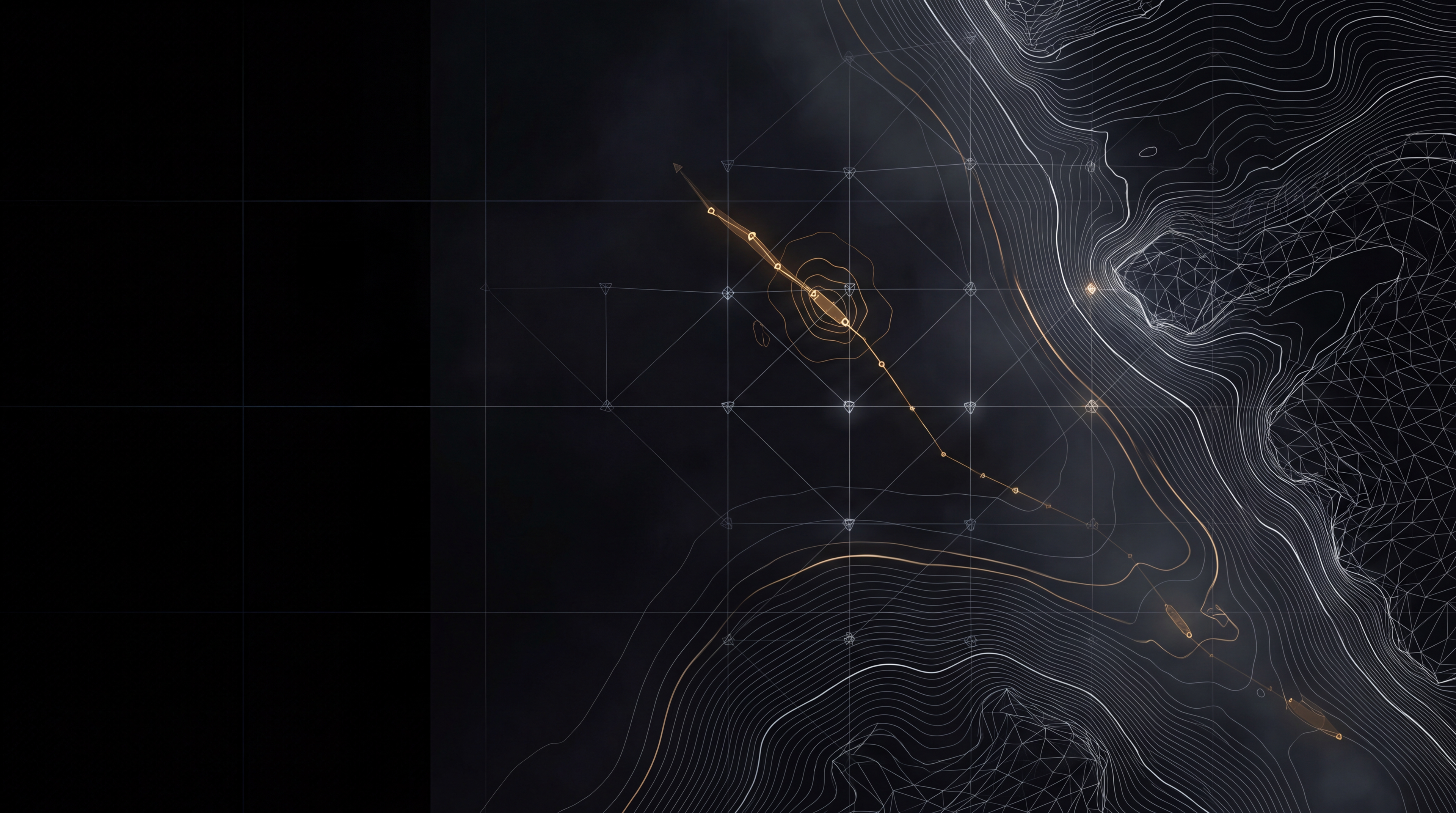 Abstract operational render: pacific approach · sensor mesh, in the AXIOM schematic style.